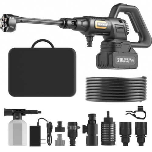 FOUKUS Cordless Pressure Washer, 1200 PSI Portable Power Washer, 4.0Ah Battery & Charger, 6-in-1 Nozzle, 3 Power Levels, Handheld Electric Pressure Cleaner for Cars, Patios, Outdoor